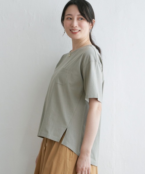 ikka(イッカ)の「コットンUSA半袖Tシャツ(Tシャツ/カットソー・レディース・ブラック/オフホワイト/グレー/ミント/ホワイト/ピンク/マスタード/ブルー・S/M/L)」の22枚目の写真