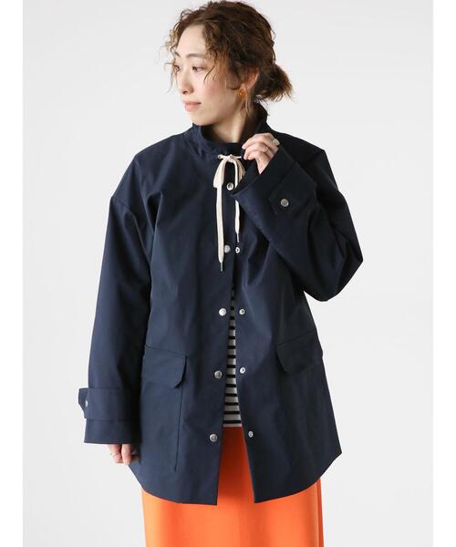 Lugnoncure（ルノンキュール）の「【撥水・防花粉】ユーティリティジャケット（ノーカラージャケット・レディース・ネイビー/ベージュ/オフホワイト・F）」の3枚目の写真