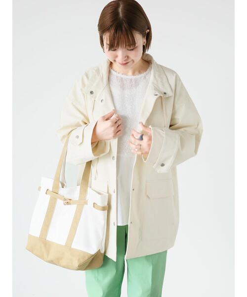 Lugnoncure（ルノンキュール）の「【撥水・防花粉】ユーティリティジャケット（ノーカラージャケット・レディース・ネイビー/ベージュ/オフホワイト・F）」の4枚目の写真