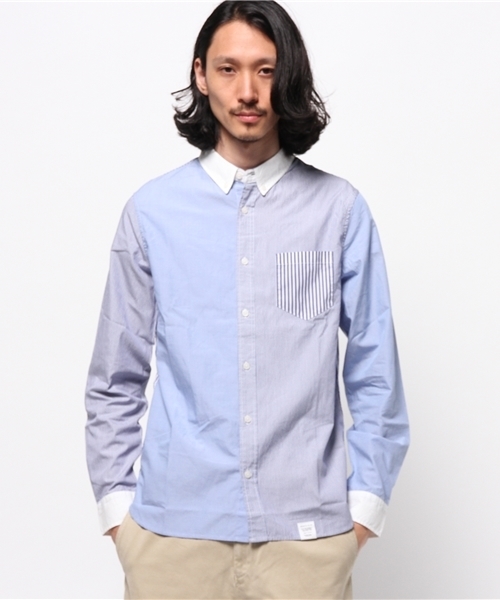 AZUL by moussy(アズールバイマウジー)の「クレイジー配色長袖シャツ(シャツ/ブラウス・メンズ・ブルー・MEDIUM/SMALL/LARGE/X-SMALL/X-LARGE)」の1枚目の写真