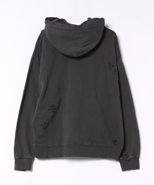 Chica（チカ）の「Chica/チカ/ダメージプルパーカー（パーカー・レディース・グレー/ブラック・F）」の3枚目の写真