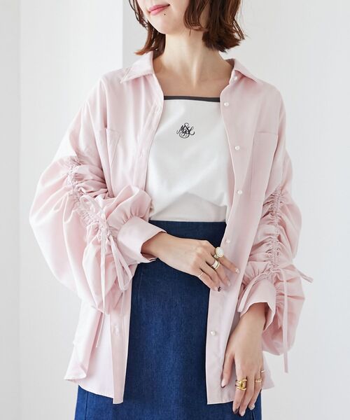MAJESTIC LEGON(マジェスティックレゴン)の「ドロストスリーブシャツ(シャツ/ブラウス・レディース・ホワイト系その他2/ベージュ系その他2/ピンク系その他2・MEDIUM)」の17枚目の写真