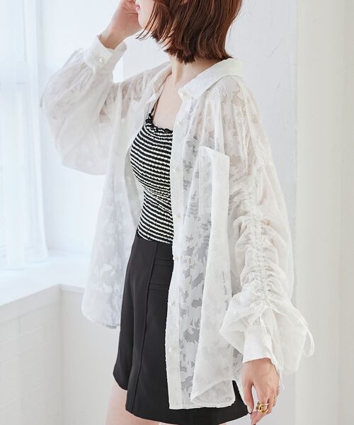 MAJESTIC LEGON(マジェスティックレゴン)の「ドロストスリーブシャツ(シャツ/ブラウス・レディース・ホワイト系その他2/ベージュ系その他2/ピンク系その他2・MEDIUM)」の8枚目の写真