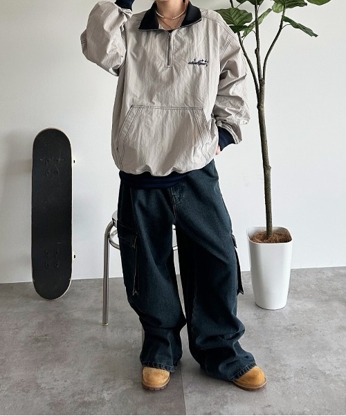 sedacle（セダクル）の「配色ナイロンハーフジップアノラック（スウェット・メンズ・グレー/ベージュ/ブラウン/ブラック・LARGE/MEDIUM/SMALL）」の17枚目の写真