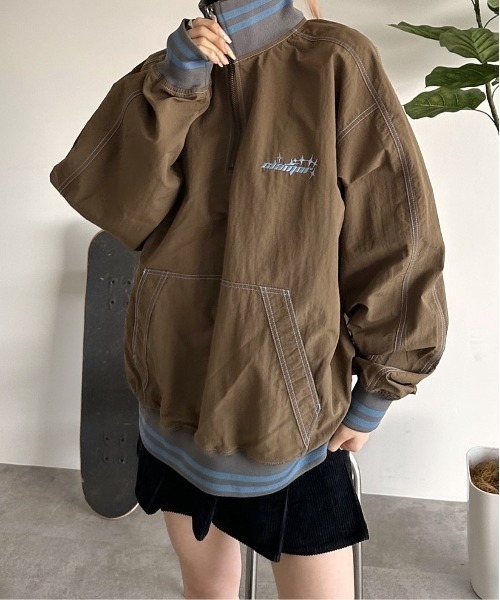 sedacle（セダクル）の「配色ナイロンハーフジップアノラック（スウェット・メンズ・グレー/ベージュ/ブラウン/ブラック・LARGE/MEDIUM/SMALL）」の21枚目の写真