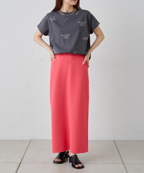 PUAL CE CIN(ピュアルセシン)の「手書き風ロゴ刺繍Tシャツ(Tシャツ/カットソー・レディース・クリーム/グレー/オフホワイト/ピンク・FREE)」の19枚目の写真