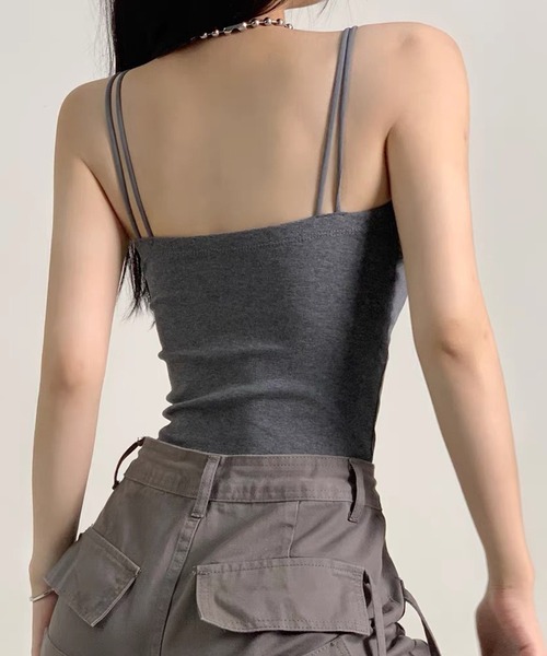 セール】ソリッドカラー クロス ダブルストラップ カップ付き