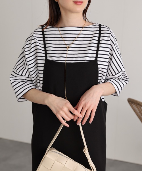 sakishimatokyo(サキシマトーキョー)の「【USAコットン】ボートネックTシャツ/カットソー(Tシャツ/カットソー・レディース・ブルー系その他/ネイビー/グレイッシュベージュ/ホワイト/ブラック・FREE)」の9枚目の写真