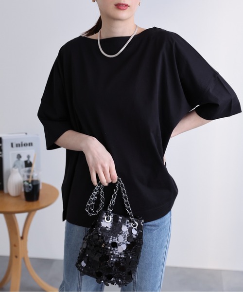 sakishimatokyo(サキシマトーキョー)の「【USAコットン】ボートネックTシャツ/カットソー(Tシャツ/カットソー・レディース・ブルー系その他/ネイビー/グレイッシュベージュ/ホワイト/ブラック・FREE)」の17枚目の写真