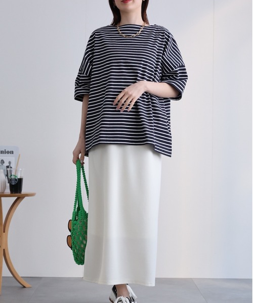 sakishimatokyo(サキシマトーキョー)の「【USAコットン】ボートネックTシャツ/カットソー(Tシャツ/カットソー・レディース・ブルー系その他/ネイビー/グレイッシュベージュ/ホワイト/ブラック・FREE)」の15枚目の写真