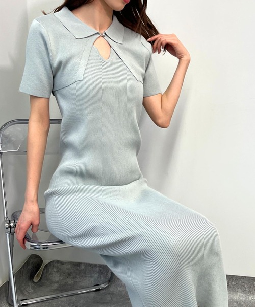 ANAP(アナップ)の「ポロカラーボレロ ハートネックワンピース アンサンブル(ワンピース・レディース・グリーン/スミクロ/グレー・FREE)」の1枚目の写真