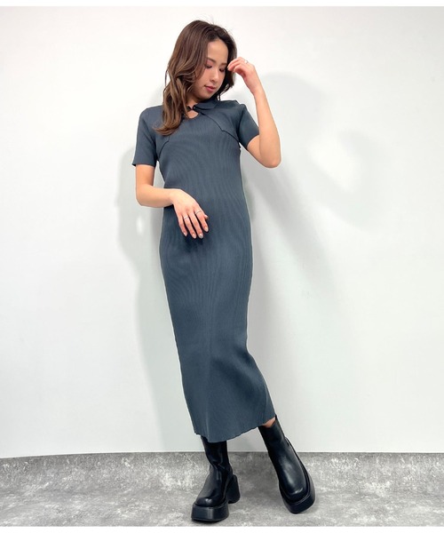 ANAP(アナップ)の「ポロカラーボレロ ハートネックワンピース アンサンブル(ワンピース・レディース・グリーン/スミクロ/グレー・FREE)」の10枚目の写真