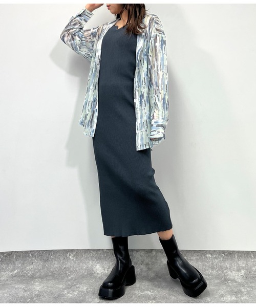 ANAP(アナップ)の「ポロカラーボレロ ハートネックワンピース アンサンブル(ワンピース・レディース・グリーン/スミクロ/グレー・FREE)」の5枚目の写真