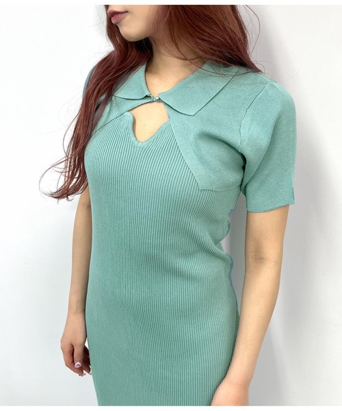ANAP(アナップ)の「ポロカラーボレロ ハートネックワンピース アンサンブル(ワンピース・レディース・グリーン/スミクロ/グレー・FREE)」の16枚目の写真