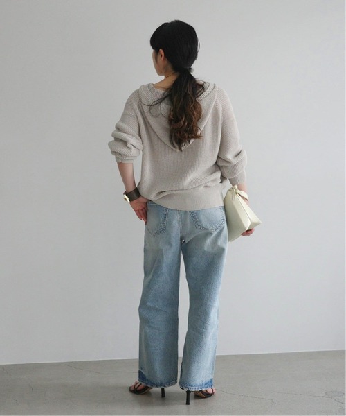 AP STUDIO（エーピーストゥディオ）の「ギマコットンフーディ―（パーカー・レディース・チャコールグレー/ライトグレー・FREE）」の7枚目の写真