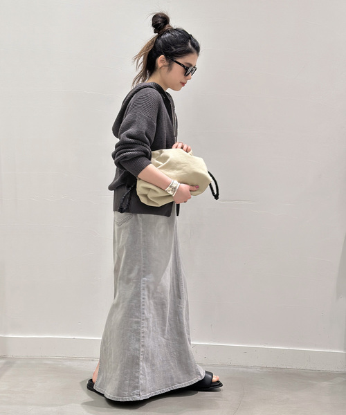 AP STUDIO（エーピーストゥディオ）の「ギマコットンフーディ―（パーカー・レディース・チャコールグレー/ライトグレー・FREE）」の8枚目の写真