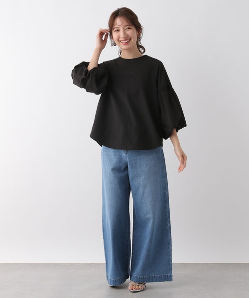 袖ボリュームブラウス 小さいサイズ 綿混袖ボリュームブラウス 低身長さん・小柄女性