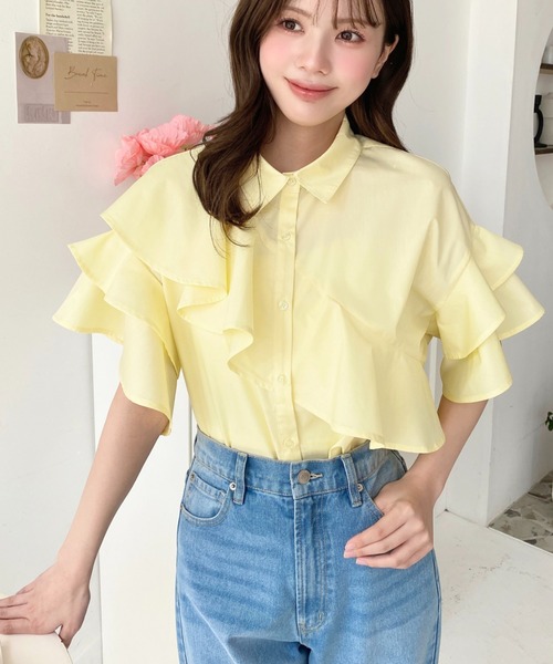 セール】TCブロードフリル半袖ブラウス（シャツ/ブラウス）｜moment+