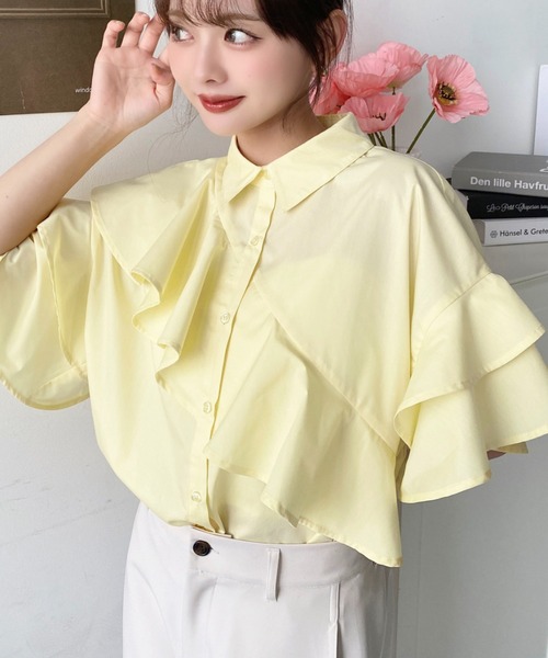 セール】TCブロードフリル半袖ブラウス（シャツ/ブラウス）｜moment+  