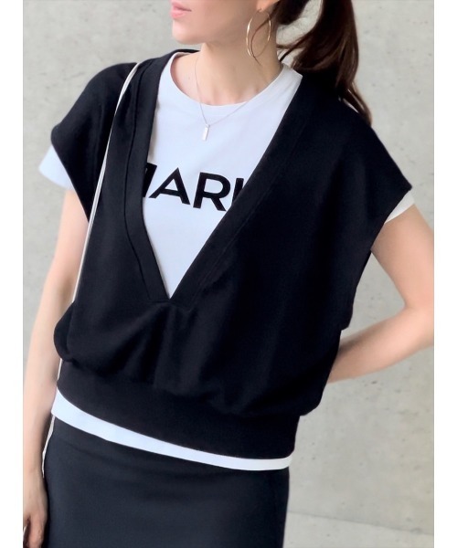 Day and Grade(デイアンドグレイド)の「深Vネックプルオーバーベスト(ベスト・レディース・ブラック・L(UB-))」の1枚目の写真