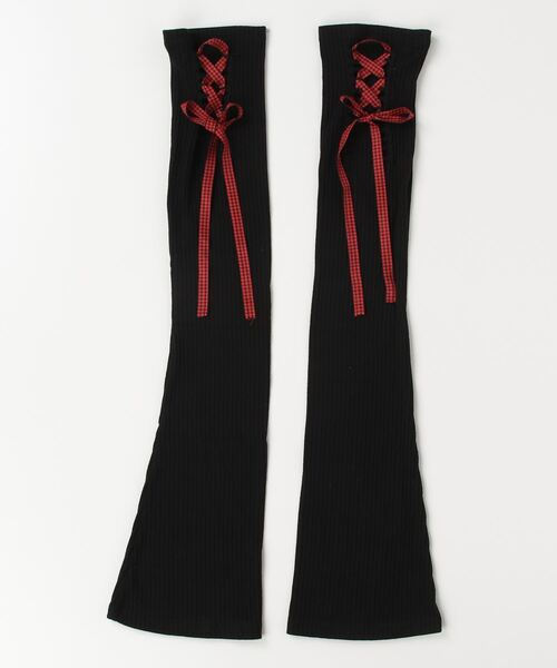 .KOM（ドットコム）の「『.KOM/ドットケーオーエム』編み上げレッグカバー【Y】【CN】（レッグウォーマー・レディース・ブラック/グレー・FREE）」の13枚目の写真