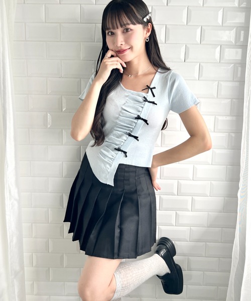 Loueme（ルエム）の「メニーリボンギャザートップス（Tシャツ/カットソー・レディース・アイボリー/ピンク/ブラック/ライトブルー・FREE）」の19枚目の写真