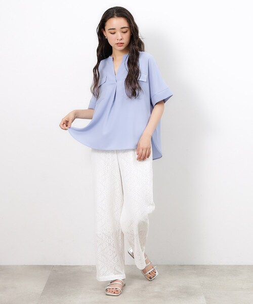 OPAQUE.CLIP（オペークドットクリップ）の「◆ダブルポケットスキッパーブラウス【洗濯機洗い可】（シャツ/ブラウス・レディース・オフホワイト/ネイビー系/サックスブルー/ホワイト系1・38/40/42）」の21枚目の写真