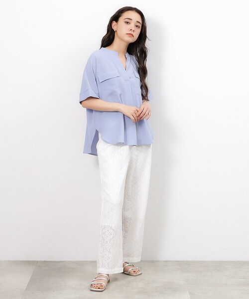 OPAQUE.CLIP（オペークドットクリップ）の「◆ダブルポケットスキッパーブラウス【洗濯機洗い可】（シャツ/ブラウス・レディース・オフホワイト/ネイビー系/サックスブルー/ホワイト系1・38/40/42）」の20枚目の写真