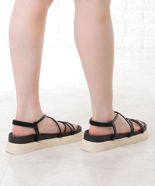セール】5cm厚底 バックゴム ナローストラップ コンフォート フラット