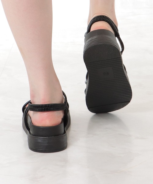 セール】5cm厚底 バックゴム ナローストラップ コンフォート フラット