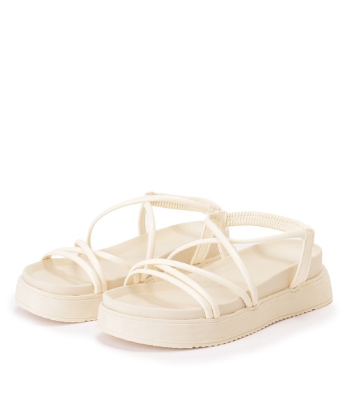 Lace Ladies(レースレディース)の「5cm厚底 バックゴム ナローストラップ コンフォート フラット サンダル(サンダル・レディース・ブラック/ブラック×ホワイト/アイボリー・22.5/24.5/23.5/ 25/23/24)」の6枚目の写真