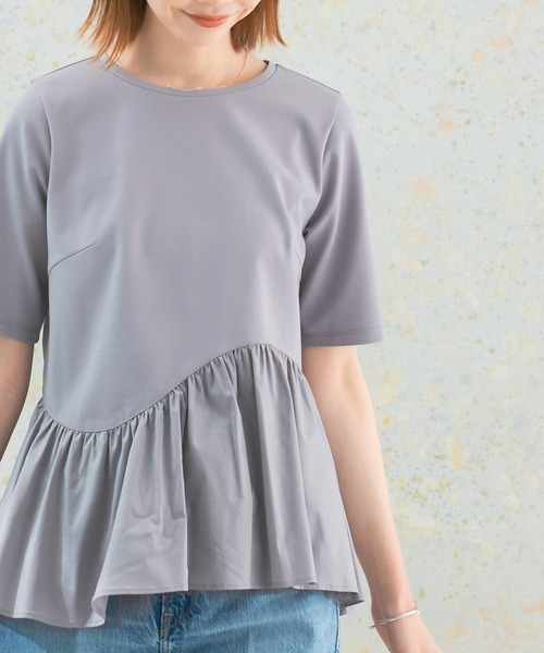 URBAN RESEARCH ROSSO WOMEN(アーバンリサーチ ロッソ)の「チュールドッキングカットソー(Tシャツ/カットソー・レディース・グレー/ブラック/ホワイト・FREE)」の1枚目の写真