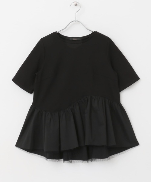 URBAN RESEARCH ROSSO WOMEN(アーバンリサーチ ロッソ)の「チュールドッキングカットソー(Tシャツ/カットソー・レディース・グレー/ブラック/ホワイト・FREE)」の5枚目の写真