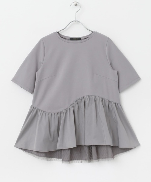 URBAN RESEARCH ROSSO WOMEN(アーバンリサーチ ロッソ)の「チュールドッキングカットソー(Tシャツ/カットソー・レディース・グレー/ブラック/ホワイト・FREE)」の6枚目の写真