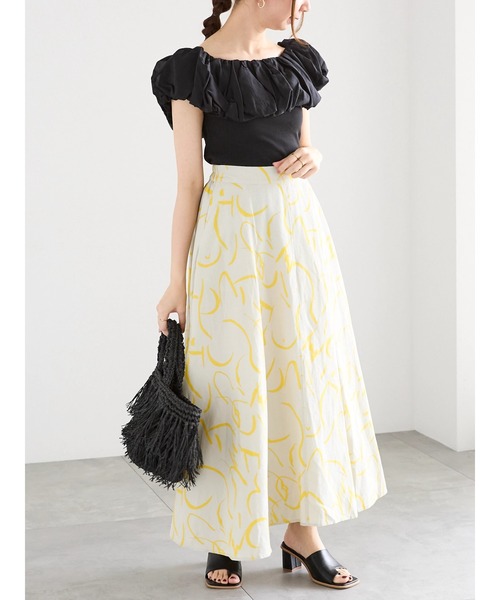 Te chichi（テチチ）の「レーヨン麻ラインアートフレアスカート（スカート・レディース・グレー/オフホワイト・F）」の15枚目の写真