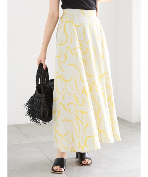 Te chichi（テチチ）の「レーヨン麻ラインアートフレアスカート（スカート・レディース・グレー/オフホワイト・F）」の13枚目の写真