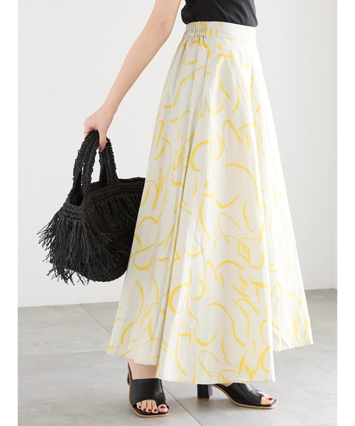 Te chichi（テチチ）の「レーヨン麻ラインアートフレアスカート（スカート・レディース・グレー/オフホワイト・F）」の12枚目の写真