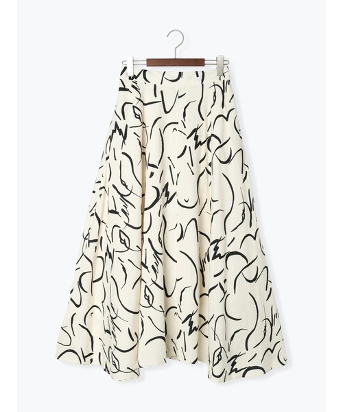 Te chichi（テチチ）の「レーヨン麻ラインアートフレアスカート（スカート・レディース・グレー/オフホワイト・F）」の10枚目の写真