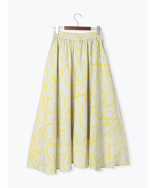 Te chichi（テチチ）の「レーヨン麻ラインアートフレアスカート（スカート・レディース・グレー/オフホワイト・F）」の8枚目の写真