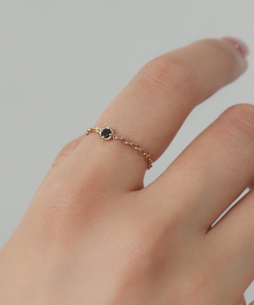店内商品がすべてレジにて半額！！ Fri K10 一粒 ダイヤモンド チェーンリング（リング）｜NOIR DE アクセサリー