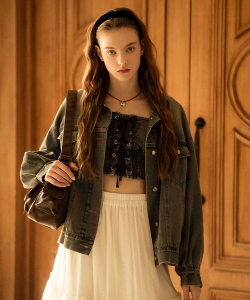 MAJESTIC LEGON（マジェスティックレゴン）の「オーバーサイズデニムジャケット（デニムジャケット・レディース・ブルー/グレー・MEDIUM）」の5枚目の写真