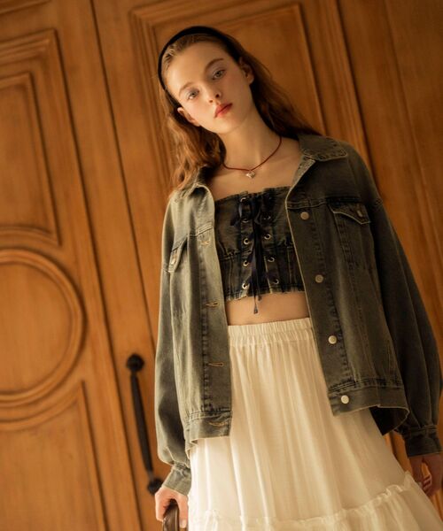 MAJESTIC LEGON（マジェスティックレゴン）の「オーバーサイズデニムジャケット（デニムジャケット・レディース・ブルー/グレー・MEDIUM）」の6枚目の写真