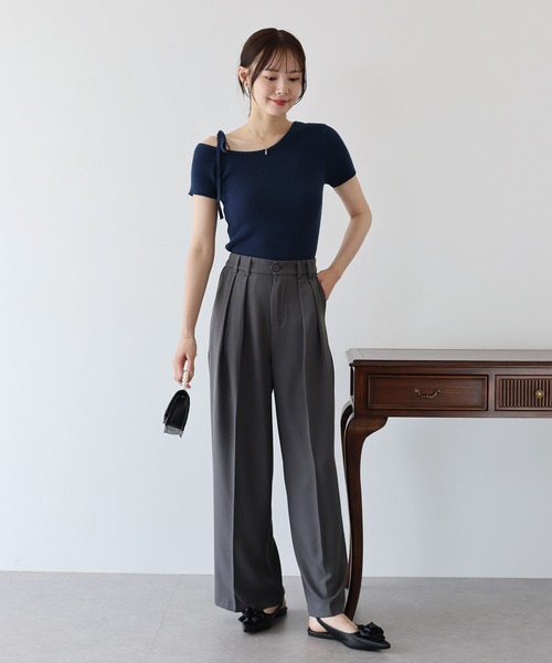BLUEEAST（ブルーイースト）の「ワンオフショルダーリボンニット（ニット/セーター・レディース・アイボリー/ピンク/ライトカーキ/ネイビー/ブルー・MEDIUM）」の22枚目の写真