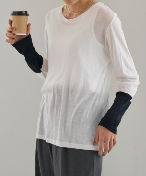 【コットン100％】シアーシャツ コットン シアー リラックス ロングスリーブTシャツ 白 – kuros