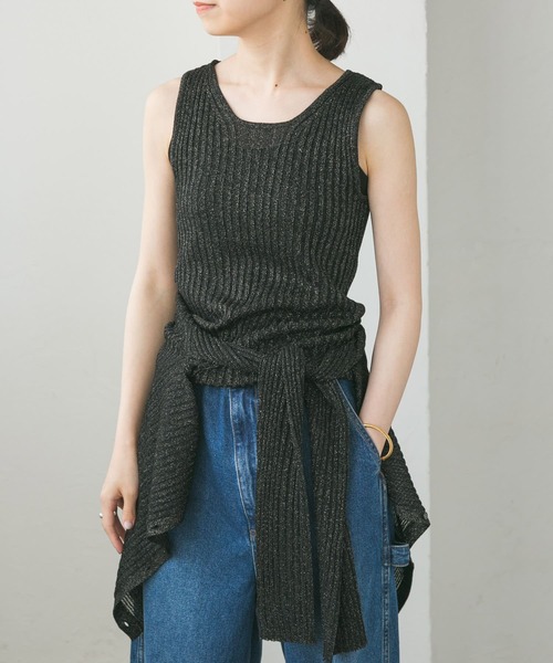 URBAN RESEARCH(アーバンリサーチ)の「ハイゲージラメタンクトップ(タンクトップ・レディース・ブルー/ブラック/ベージュ・FREE)」の2枚目の写真