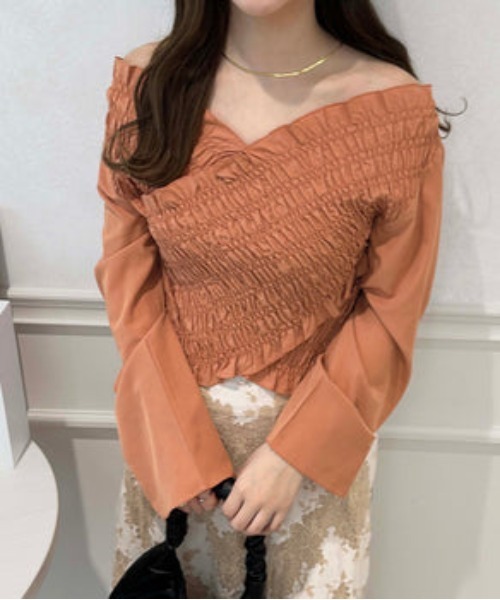 raffime（ラフィミー）の「クロスシャーリングトップス（シャツ/ブラウス・レディース・オフホワイト/オレンジ・MEDIUM/SMALL）」の11枚目の写真