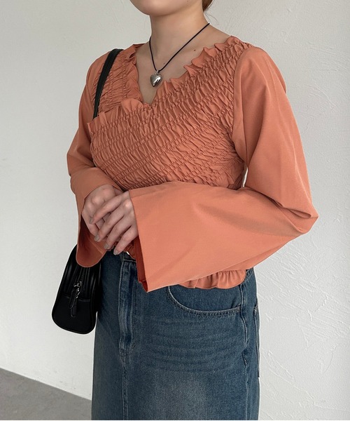 raffime（ラフィミー）の「クロスシャーリングトップス（シャツ/ブラウス・レディース・オフホワイト/オレンジ・MEDIUM/SMALL）」の19枚目の写真