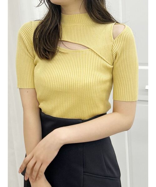 MERCURYDUO（マーキュリーデュオ）の「2WAYカットアウトニット（ニット/セーター・レディース・ブラック/オフホワイト/イエロー/ブルー/ラベンダー・FREE）」の5枚目の写真