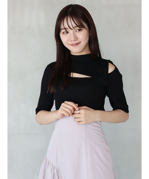 MERCURYDUO（マーキュリーデュオ）の「2WAYカットアウトニット（ニット/セーター・レディース・ブラック/オフホワイト/イエロー/ブルー/ラベンダー・FREE）」の6枚目の写真