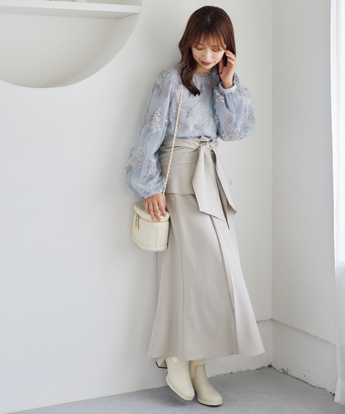 セール】フローラルレース刺繍ロングスリーブブラウス 137062